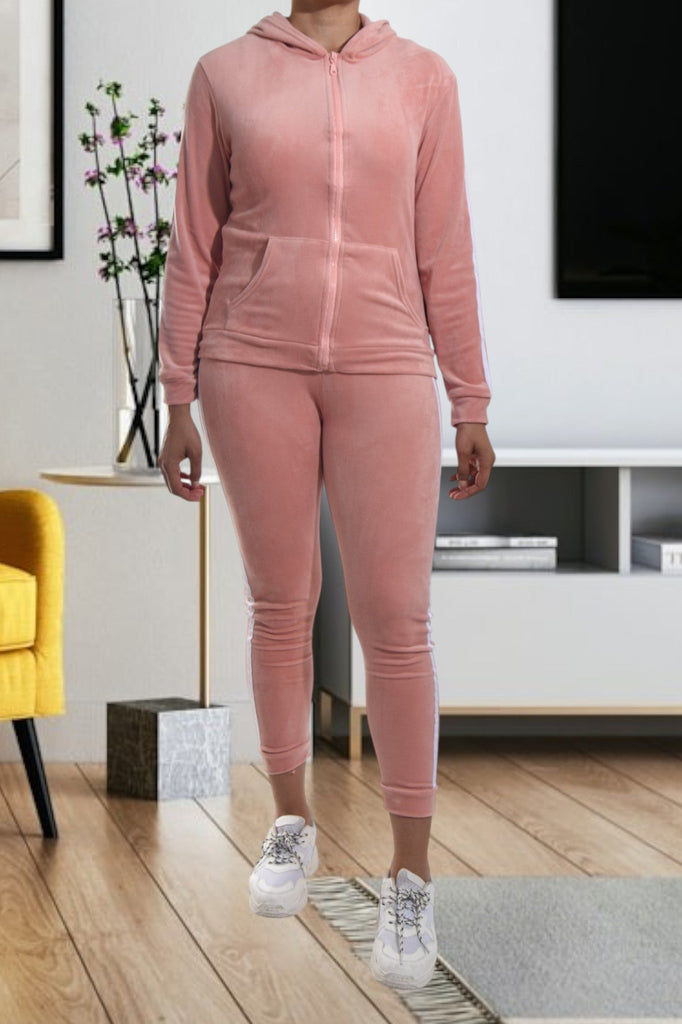 Ladies Pink Side Stripe Tracksuit - StylePhase SA
