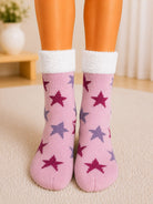 Ladies Pink Star Thermal Slipper Socks - StylePhase SA