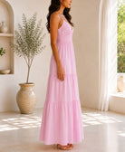 Ladies Pink Strappy Ruffel Hem Dress - StylePhase SA