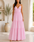 Ladies Pink Strappy Ruffel Hem Dress - StylePhase SA