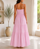 Ladies Pink Strappy Ruffel Hem Dress - StylePhase SA