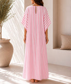 Ladies Pink Stripe Kaftan Maxi Dress - StylePhase SA