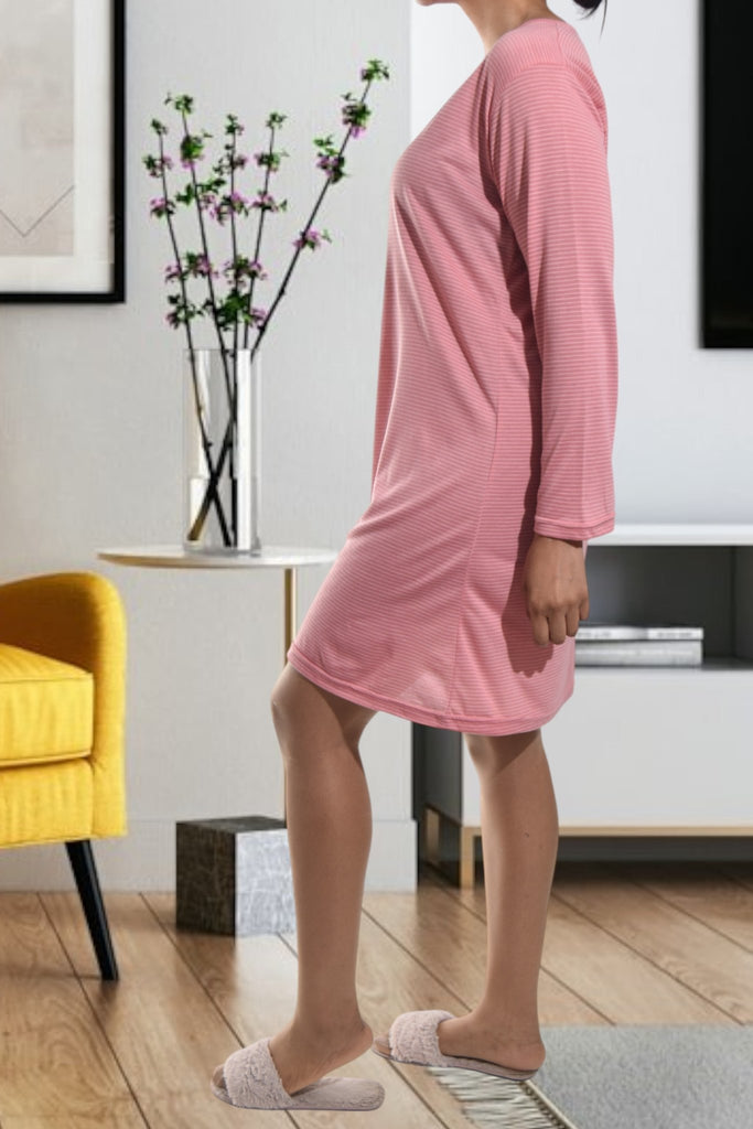 Ladies Pink Stripe Sleep Shirt - StylePhase SA