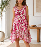Ladies Pink Tassel Tie Midi Dress - StylePhase SA
