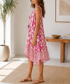 Ladies Pink Tassel Tie Midi Dress - StylePhase SA