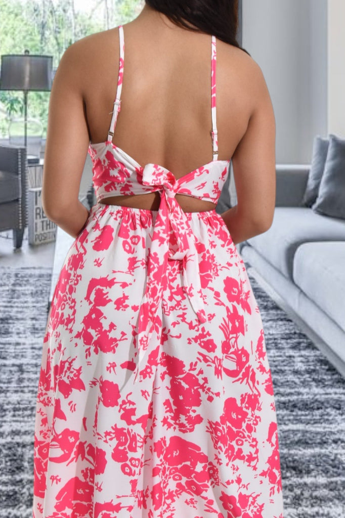 Ladies Pink Tie Back Maxi Dress - StylePhase SA