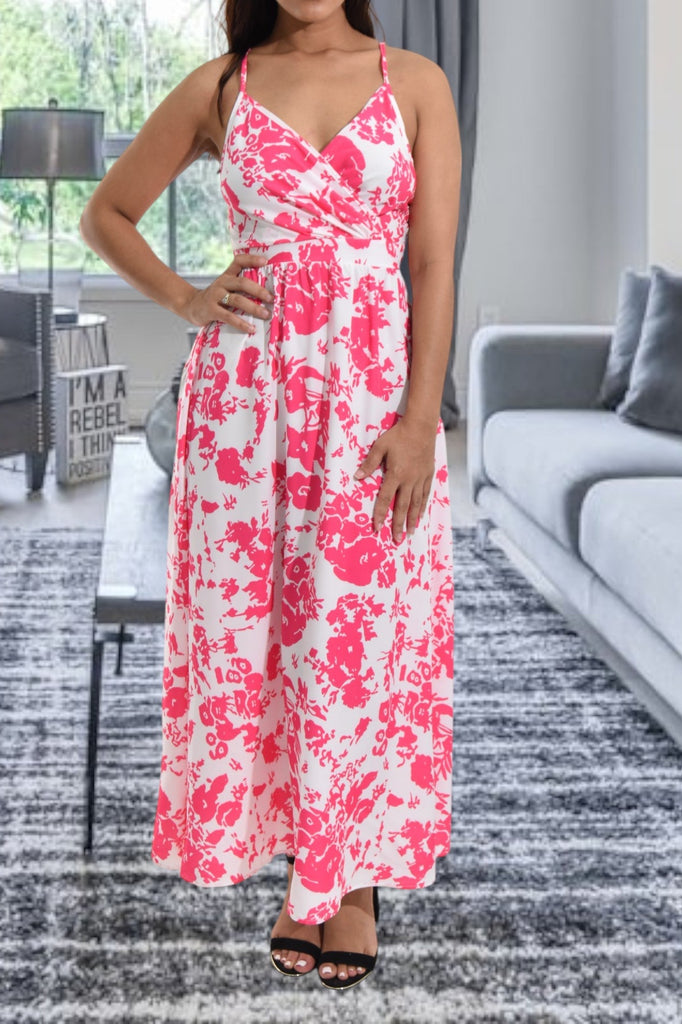 Ladies Pink Tie Back Maxi Dress - StylePhase SA