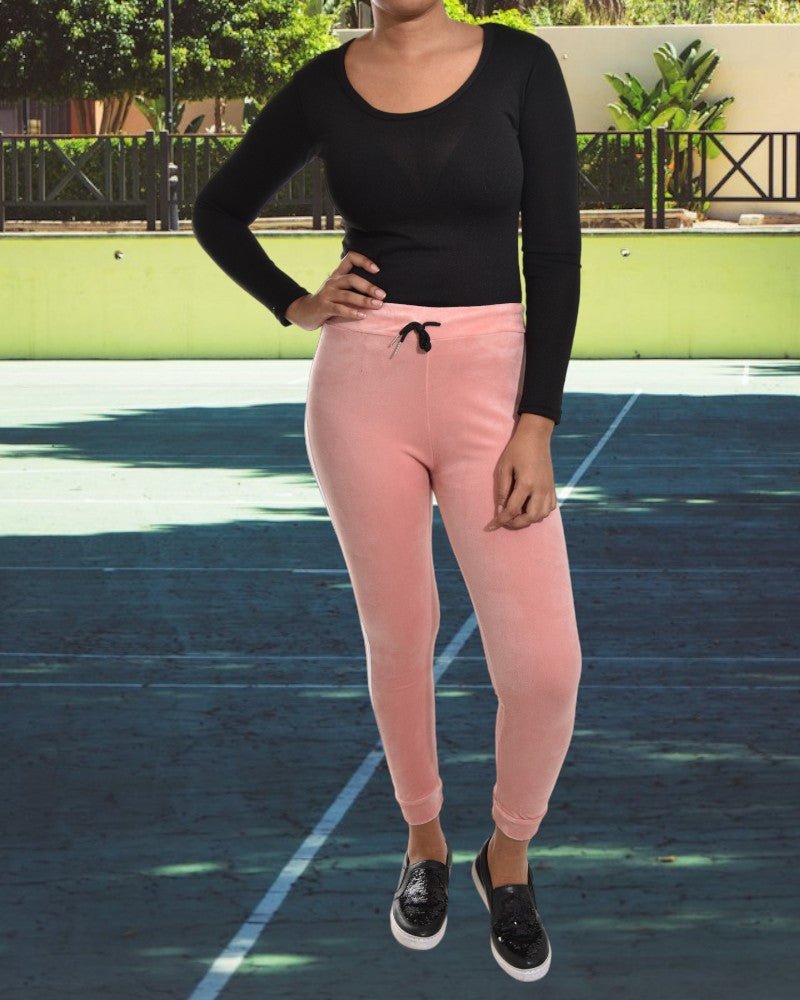 Ladies Pink Velour Cuffed Jogger - StylePhase SA