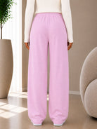 Ladies Pink Wide Leg Drawstring Sweatpants - StylePhase SA