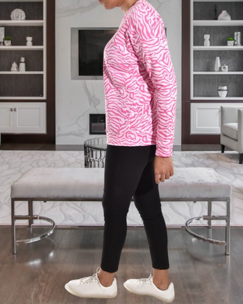 Ladies Pink Zebra Waves Sweater - StylePhase SA