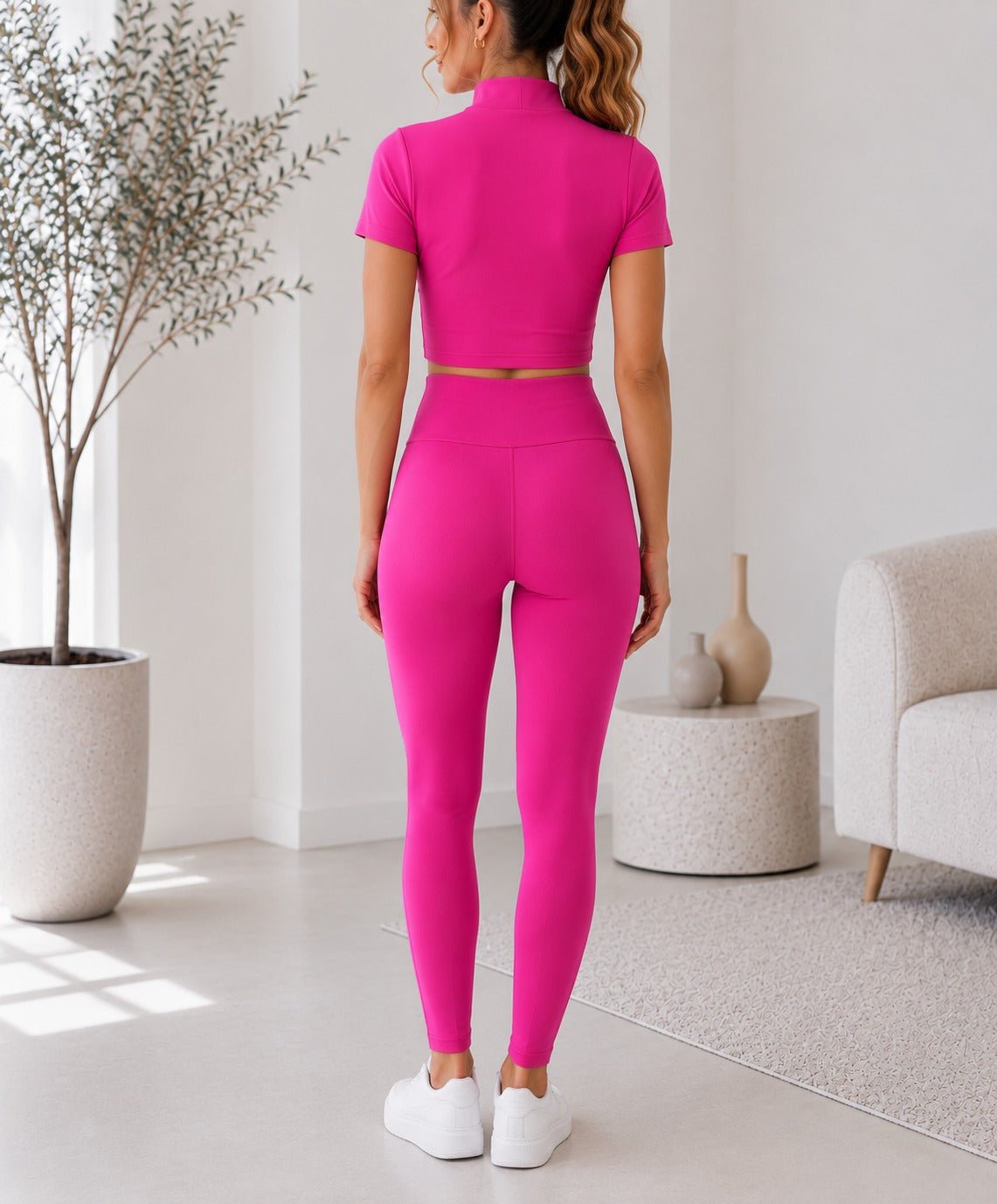 Ladies Pink Zip Up Two-Piece Activewear Set - StylePhase SA