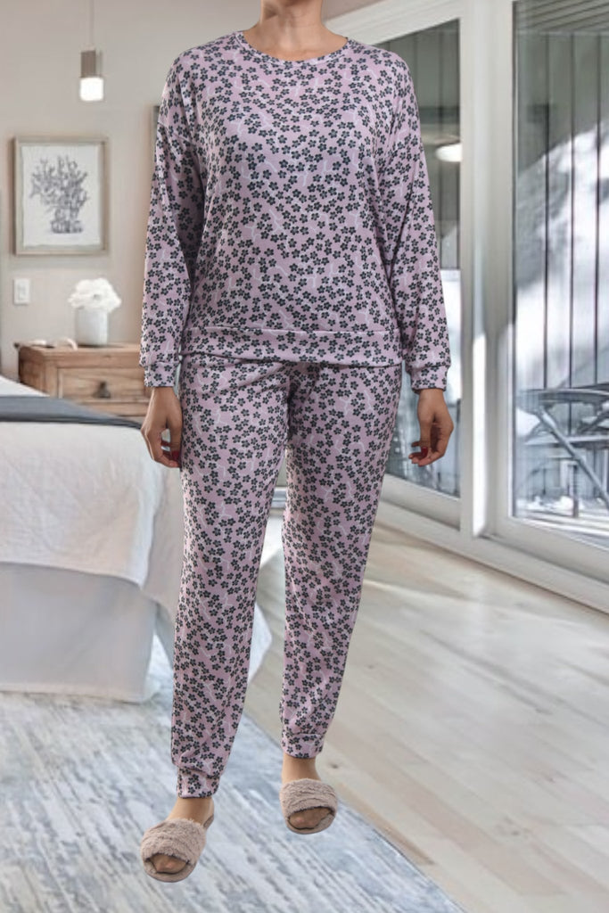 Ladies Pj Set - Black Floral - StylePhase SA