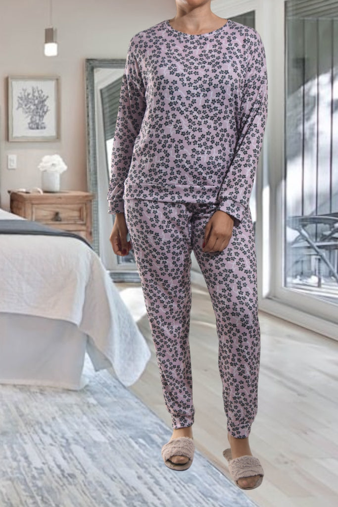 Ladies Pj Set - Black Floral - StylePhase SA