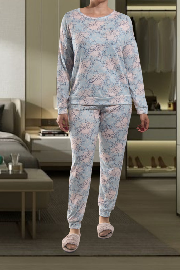 Ladies Pj Set - Blue / Cream - StylePhase SA