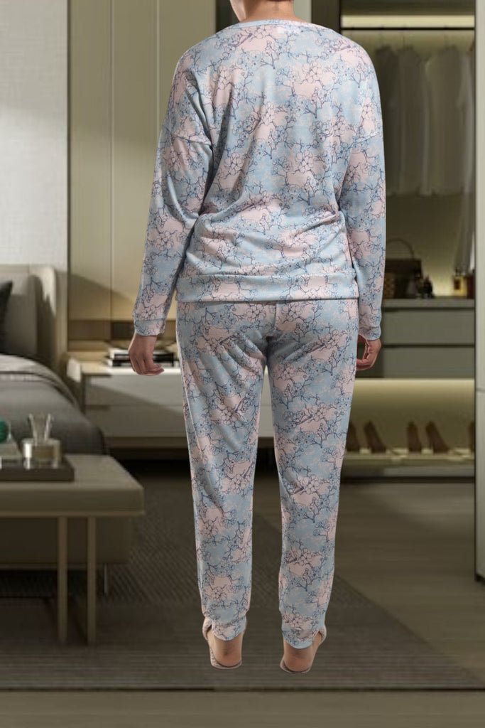 Ladies Pj Set - Blue / Cream - StylePhase SA