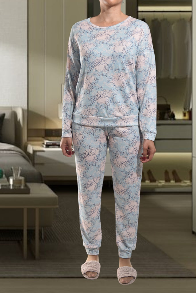 Ladies Pj Set - Blue / Cream - StylePhase SA