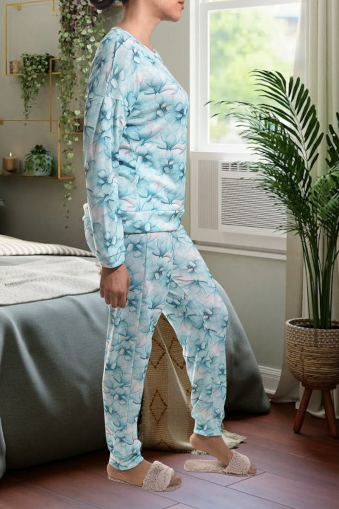 Ladies Pj Set - Blue Flowers - StylePhase SA