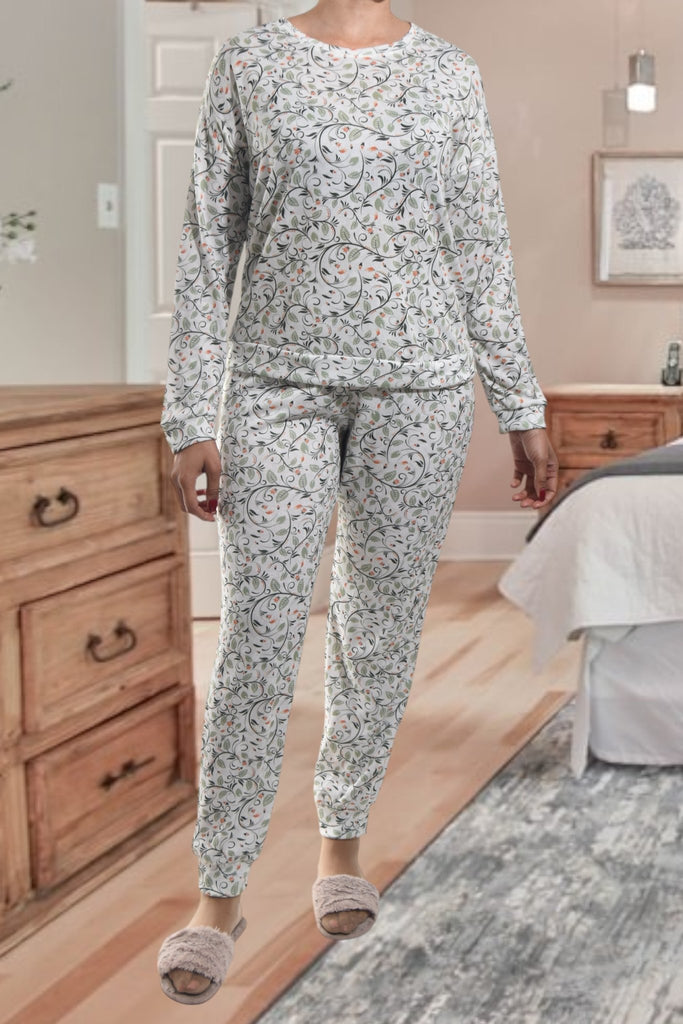 Ladies Pj Set - Leaf Print - StylePhase SA