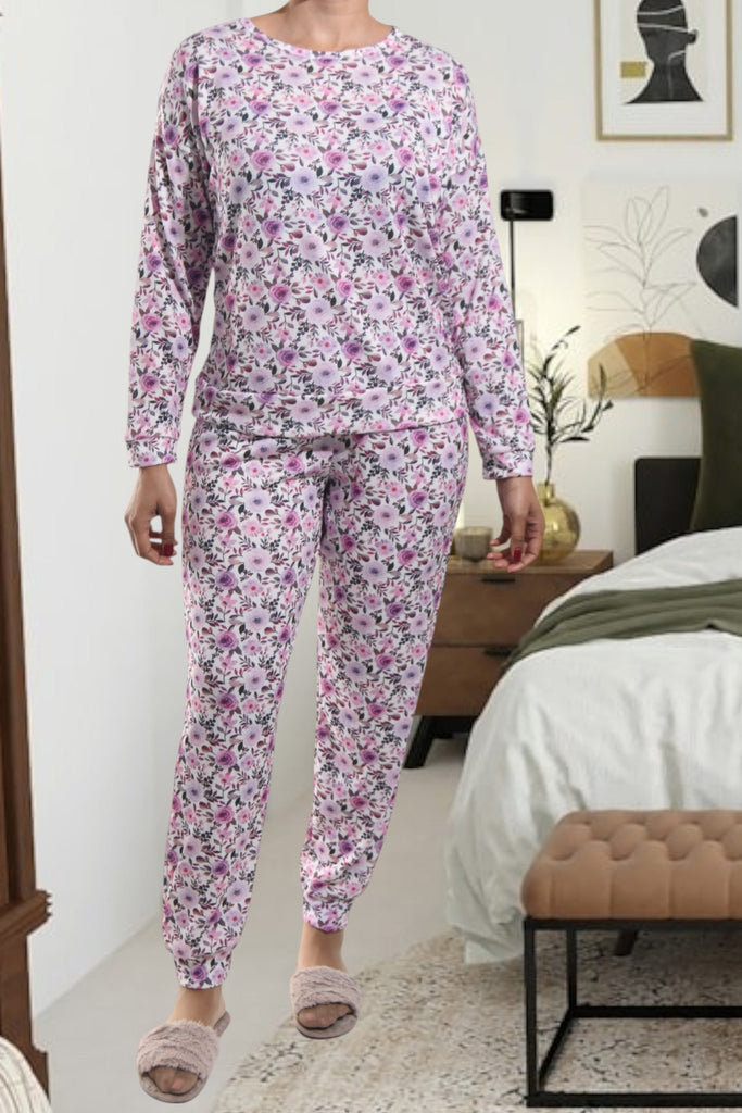 Ladies Pj Set - Lilac Flowers - StylePhase SA