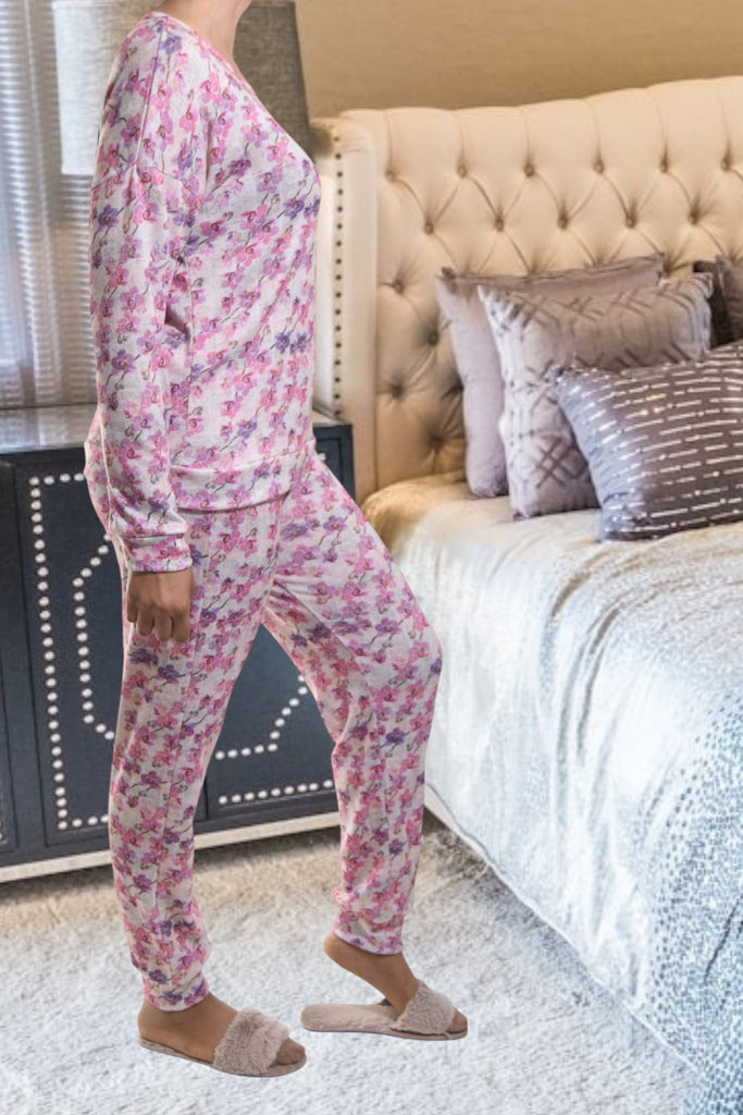 Ladies Pj Set - Pink Floral - StylePhase SA