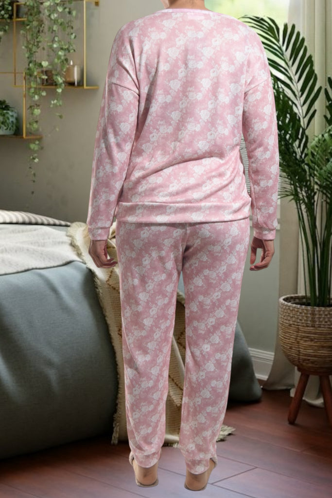 Ladies Pj Set - Pink / White - StylePhase SA
