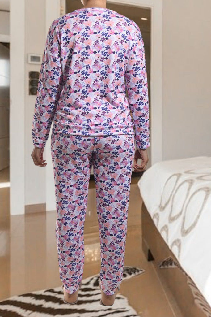 Ladies Pj Set - Purple And Pink Flowers - StylePhase SA