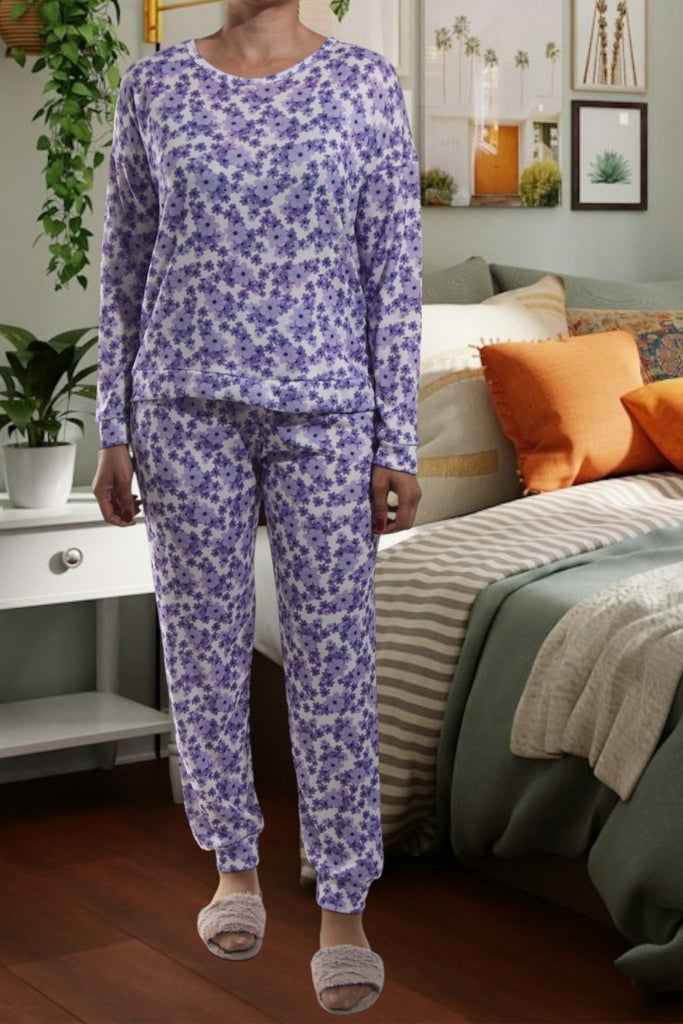 Ladies Pj Set - Purple Floral - StylePhase SA
