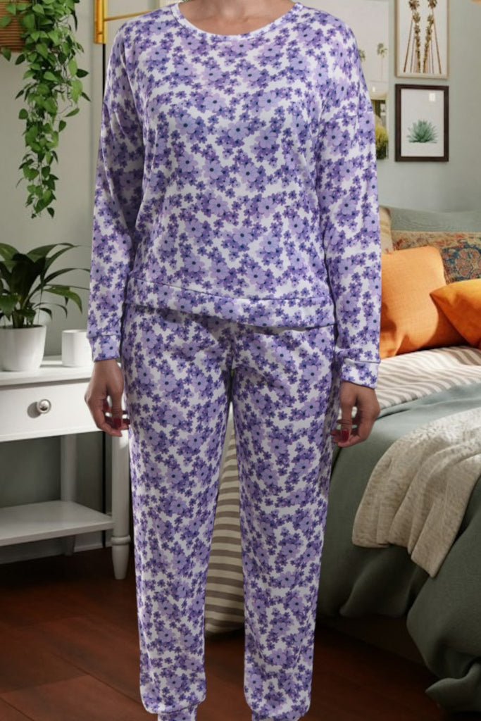 Ladies Pj Set - Purple Floral - StylePhase SA