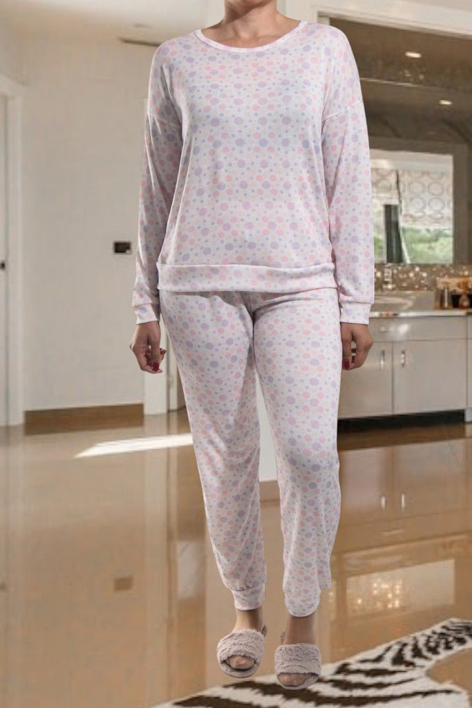 Ladies Pj Set - Purple Polka Dot - StylePhase SA