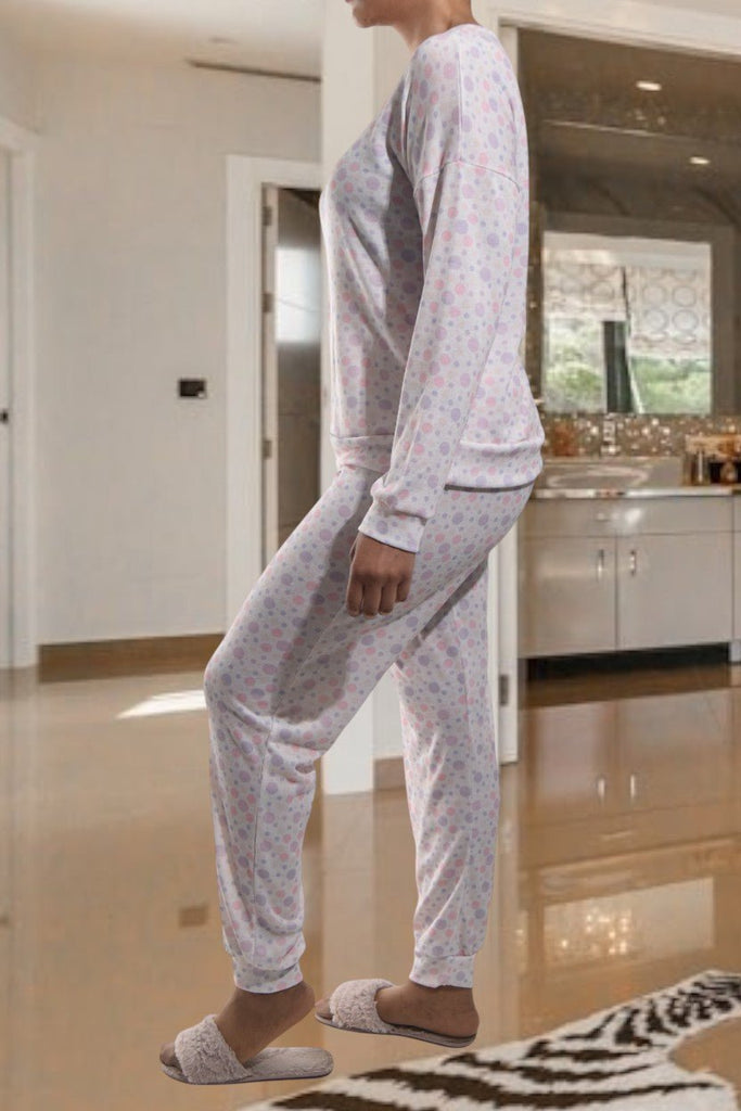 Ladies Pj Set - Purple Polka Dot - StylePhase SA