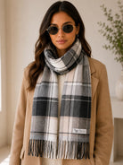 Ladies Plaid Beige Multi Color Pattern Scarf - StylePhase SA