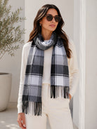 Ladies Plaid Black And Grey Pattern Scarf - StylePhase SA