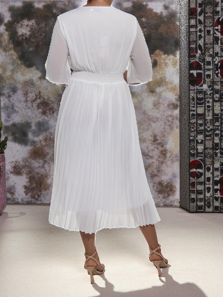 Ladies Pleated White Dress - StylePhase SA