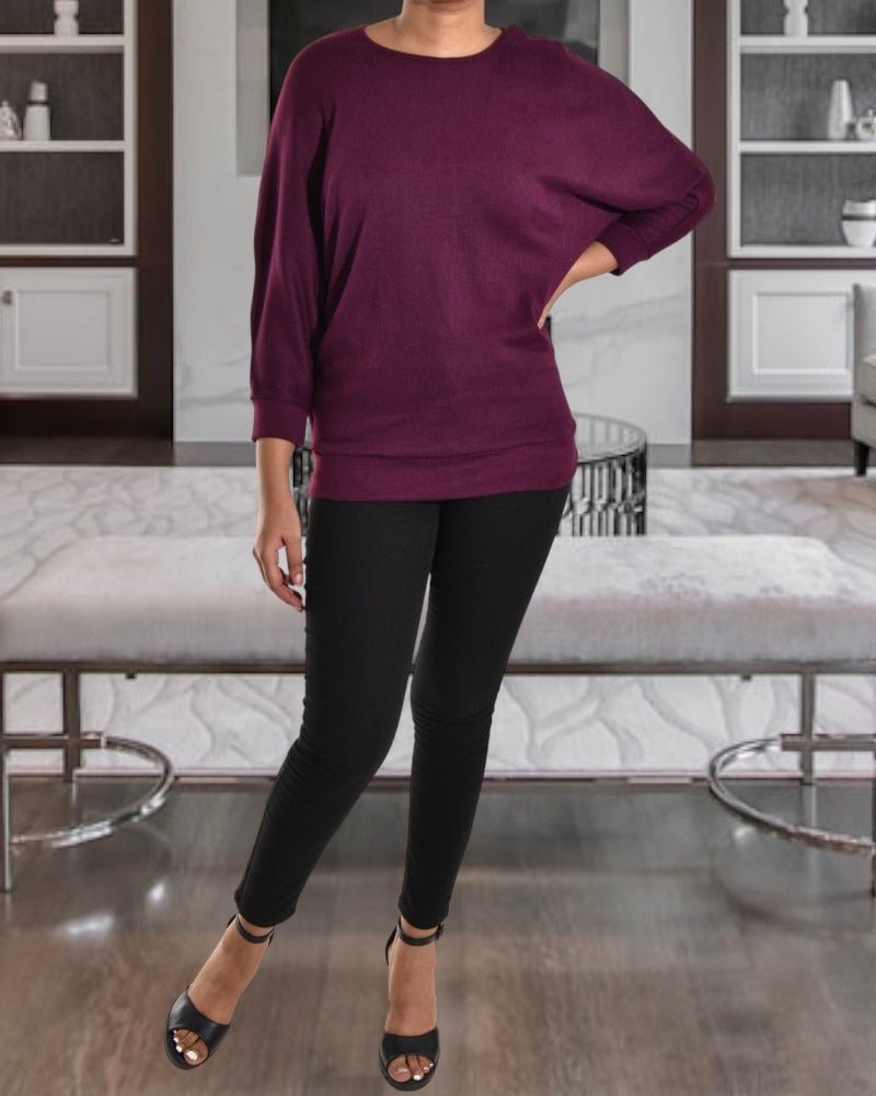 Ladies Plum Batwing Top - StylePhase SA