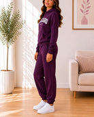 Ladies Plum Fleece Hoody Tracksuit Set - Chicago - StylePhase SA