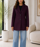 Ladies Plum Single Breasted Melton Coat - StylePhase SA