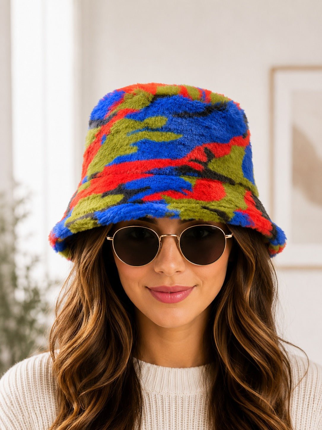 Ladies Plush Bucket Hat-Blue Camouflage - StylePhase SA