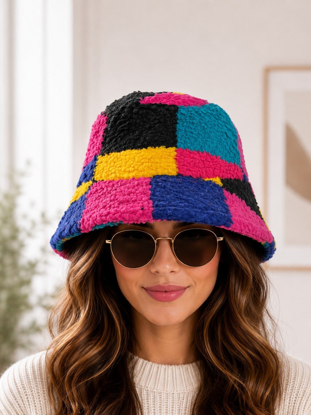 Ladies Plush Bucket Hat-Color Patch - StylePhase SA