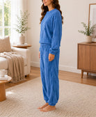 Ladies Plush Cuffed Pj Set -Blue - StylePhase SA