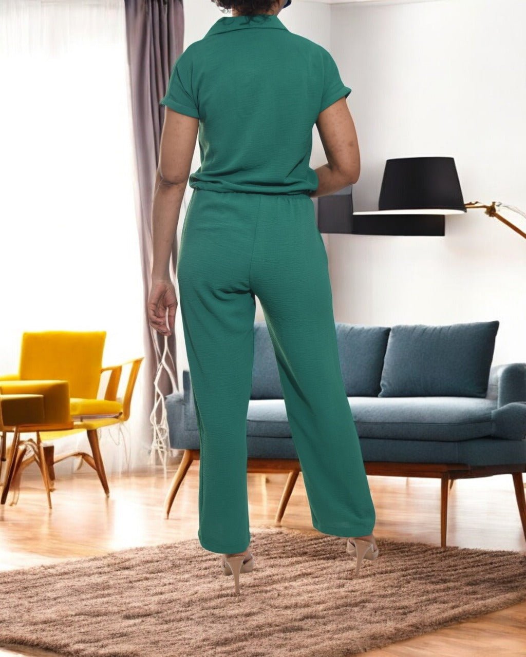 Ladies Pocket Crop Two Piece - Green - StylePhase SA