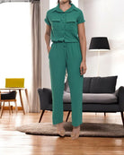 Ladies Pocket Crop Two Piece - Green - StylePhase SA
