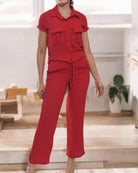 Ladies Pocket Crop Two Piece - Red - StylePhase SA