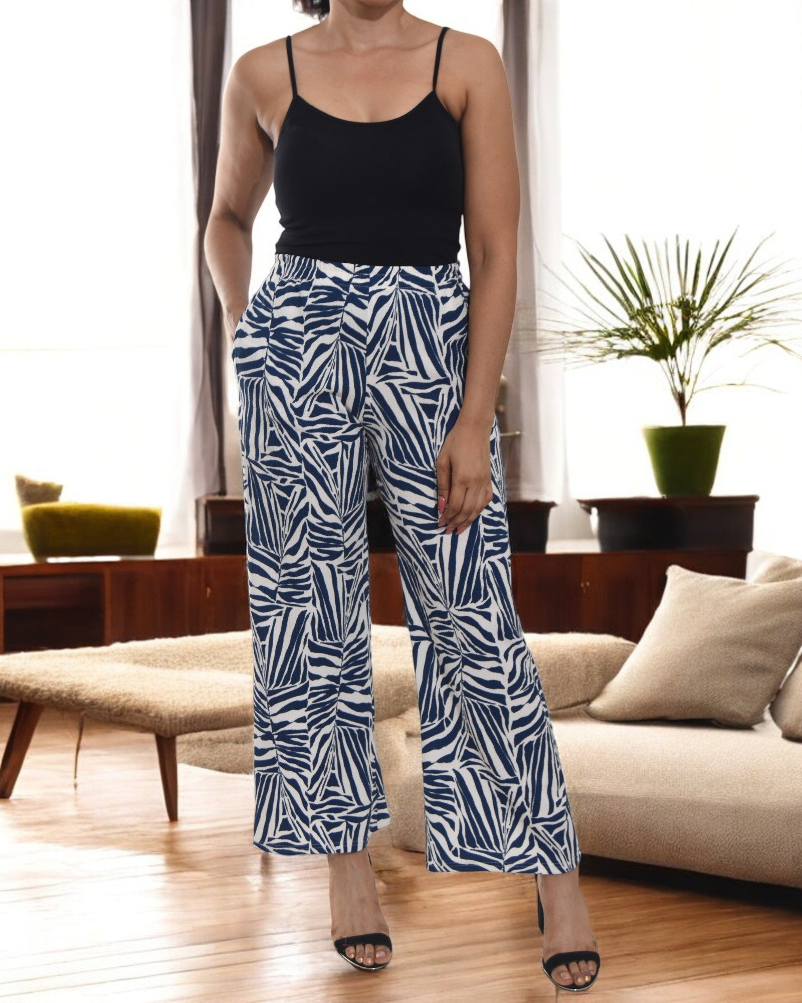 Ladies Pocket Pants - Blue Stripe - StylePhase SA