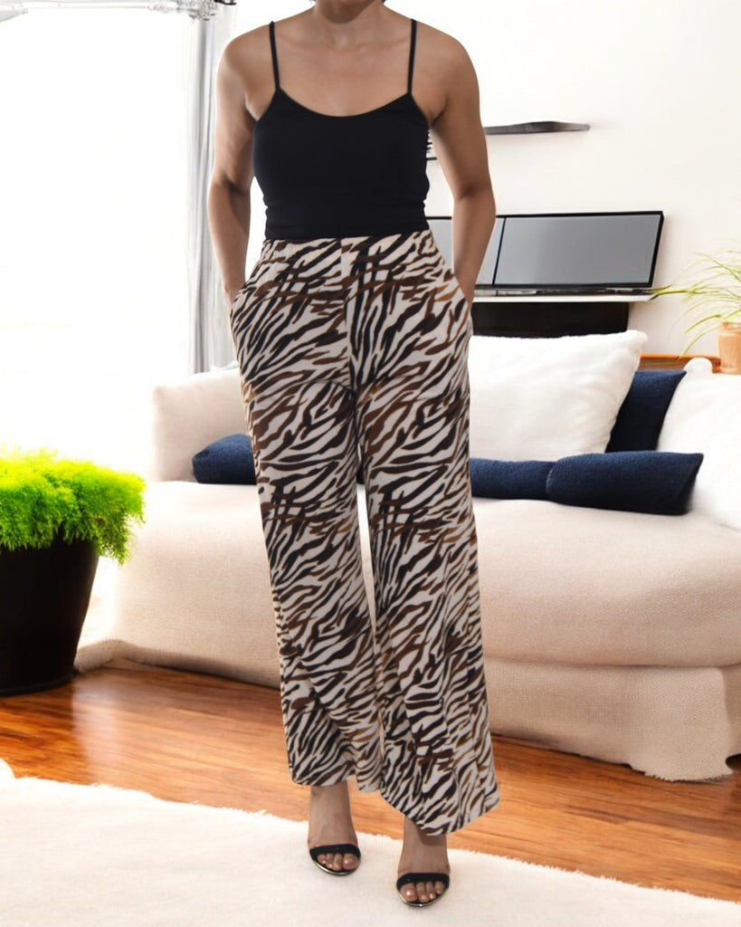 Ladies Pocket Pants - Brown Pattern - StylePhase SA