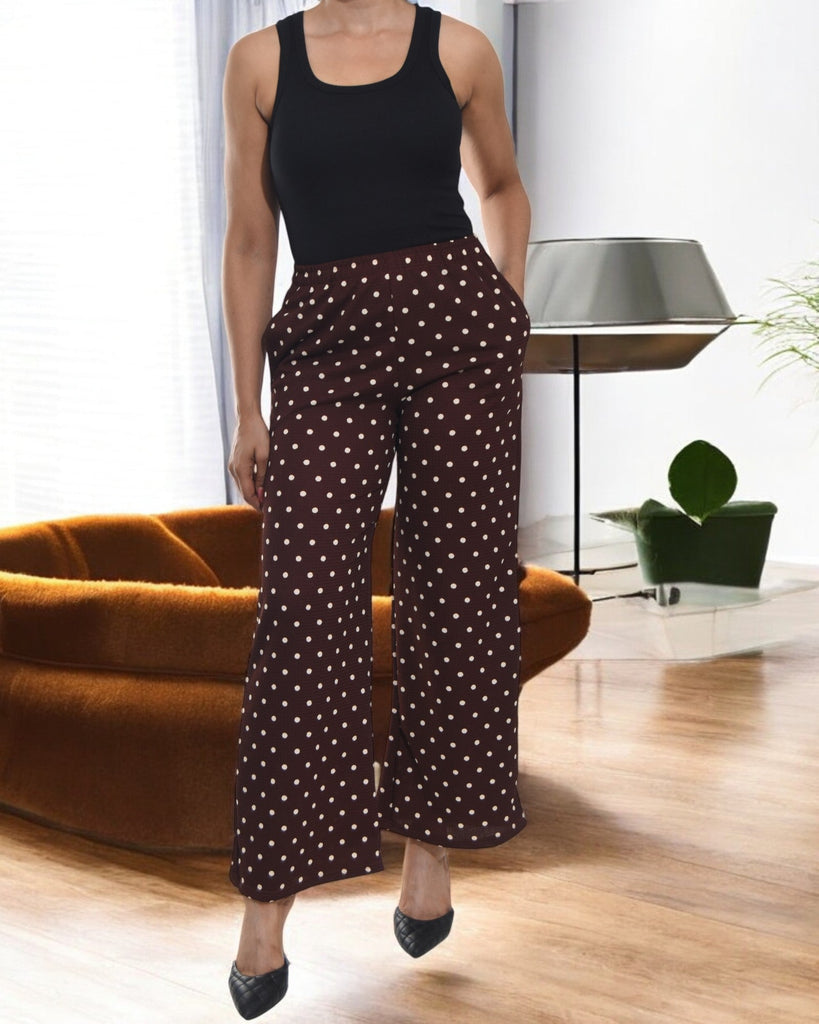Ladies Pocket Pants - Brown Polka Dot - StylePhase SA
