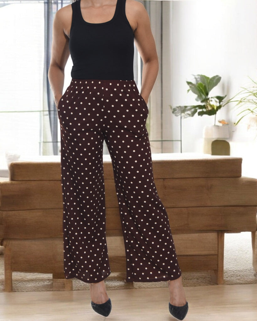 Ladies Pocket Pants - Brown Polka Dot - StylePhase SA