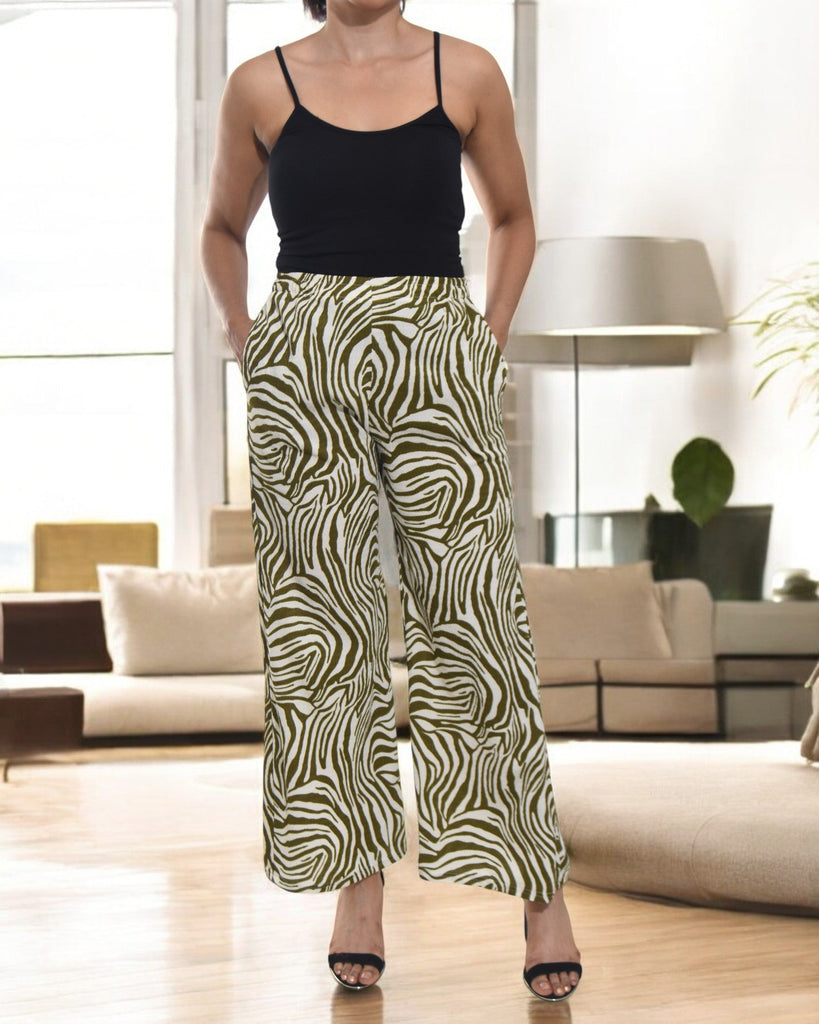 Ladies Pocket Pants - Olive Stripe - StylePhase SA