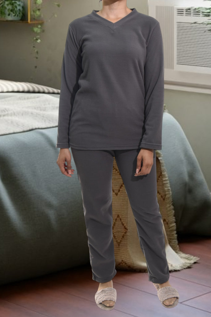 Ladies Polar Fleece Grey Pyjama Set - StylePhase SA