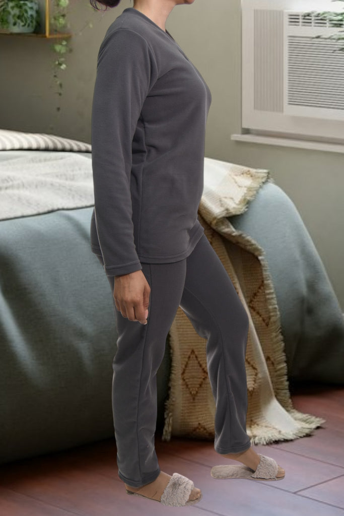 Ladies Polar Fleece Grey Pyjama Set - StylePhase SA