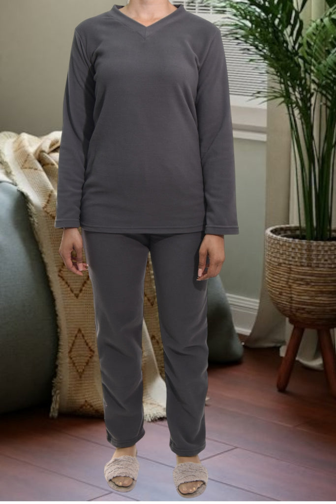 Ladies Polar Fleece Grey Pyjama Set - StylePhase SA